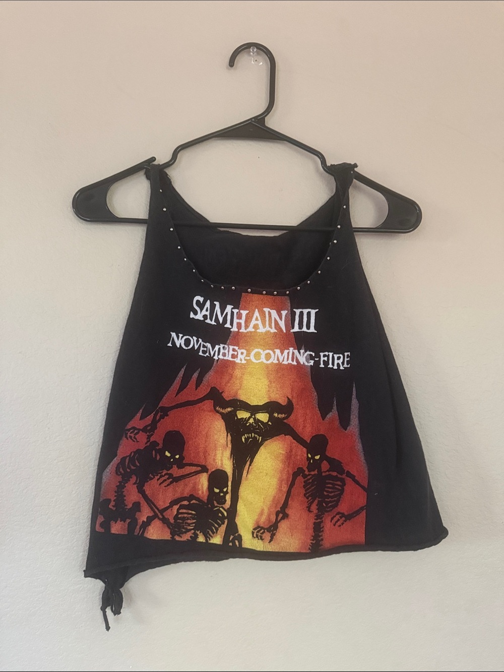 Samhain III Black Graphic Crop Top - November-Coming-Fire custom OOAK